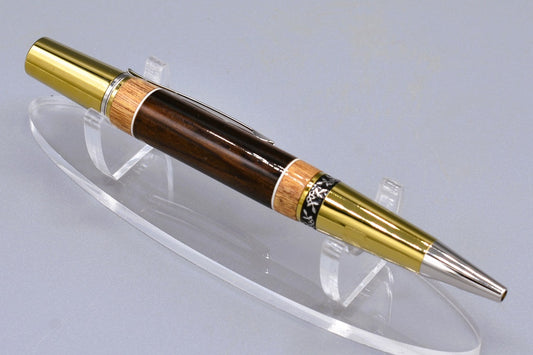 Handmade  Compact twist pen. Cocobolo, Canary woods.
