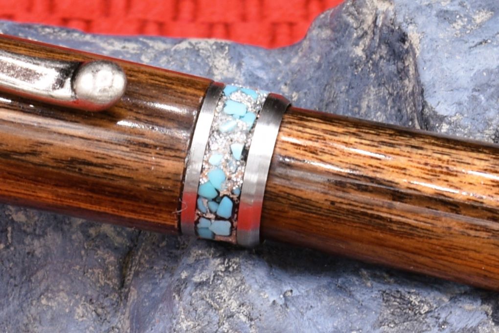 Handmade Banded Rolller pen. Patagonian Rosewood.
