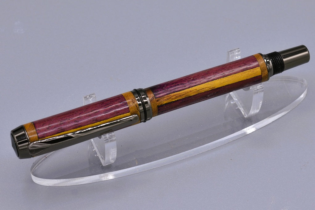 Handmade Thick capped rollerball pen. Purpleheart and Mulberry woods.