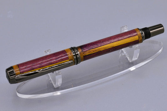 Handmade Thick capped rollerball pen. Purpleheart and Mulberry woods.