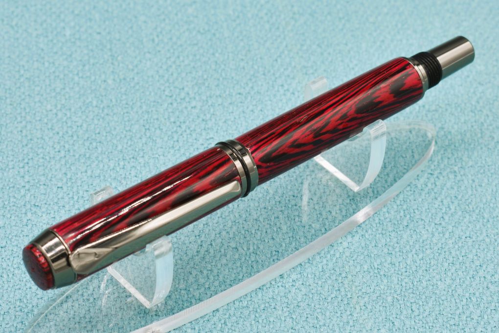 Handmade Thick rollerball pen. Wenge wood dyed red.