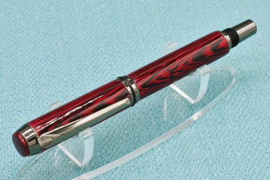 Handmade Thick rollerball pen. Wenge wood dyed red.