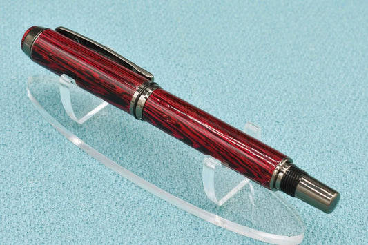 Handmade Thick rollerball pen. Wenge wood dyed red.