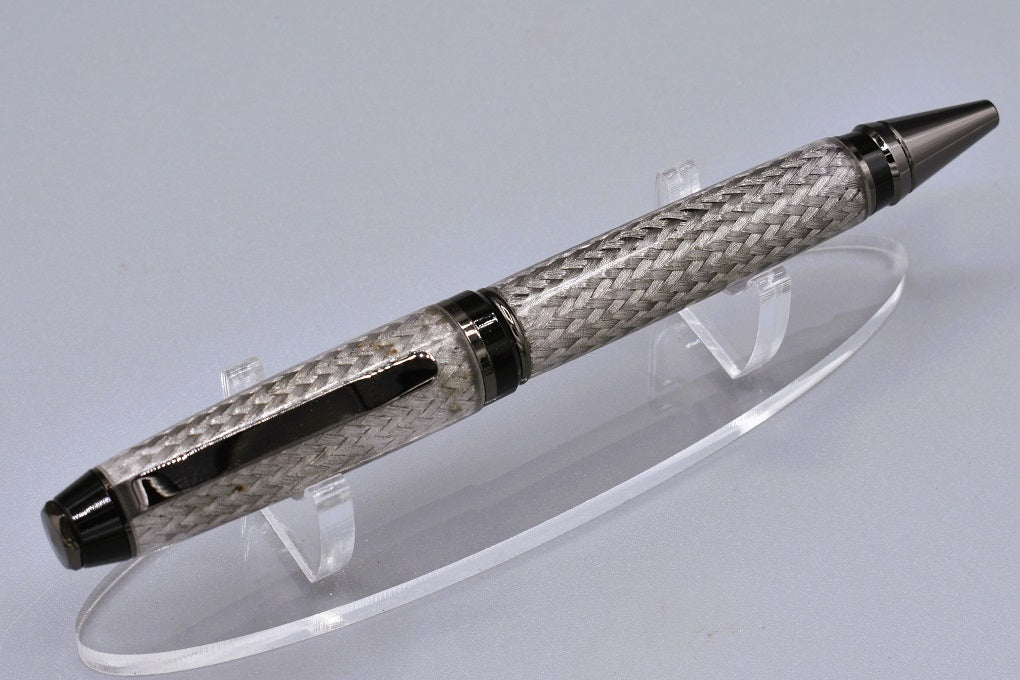 Handmade Cigar twist pen. Resin, braided stainless steel.