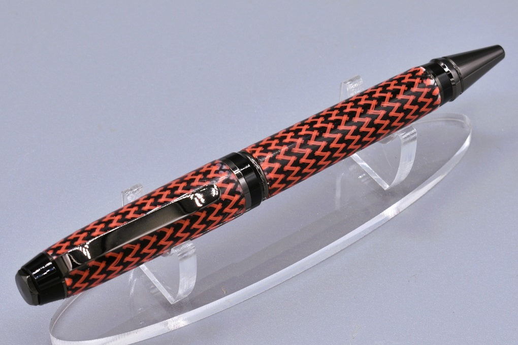 Handmade Cigar twist pen. Red & black cable sleeve.