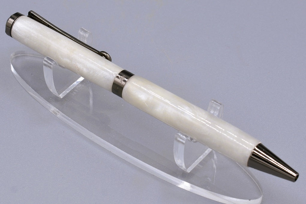 Handmade Diana twist pen. White resin.