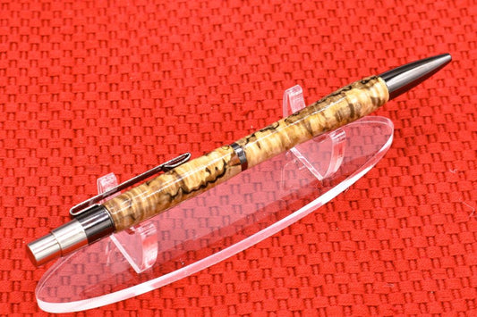 Handmade New Slim click pen. Spalted Apple wood.