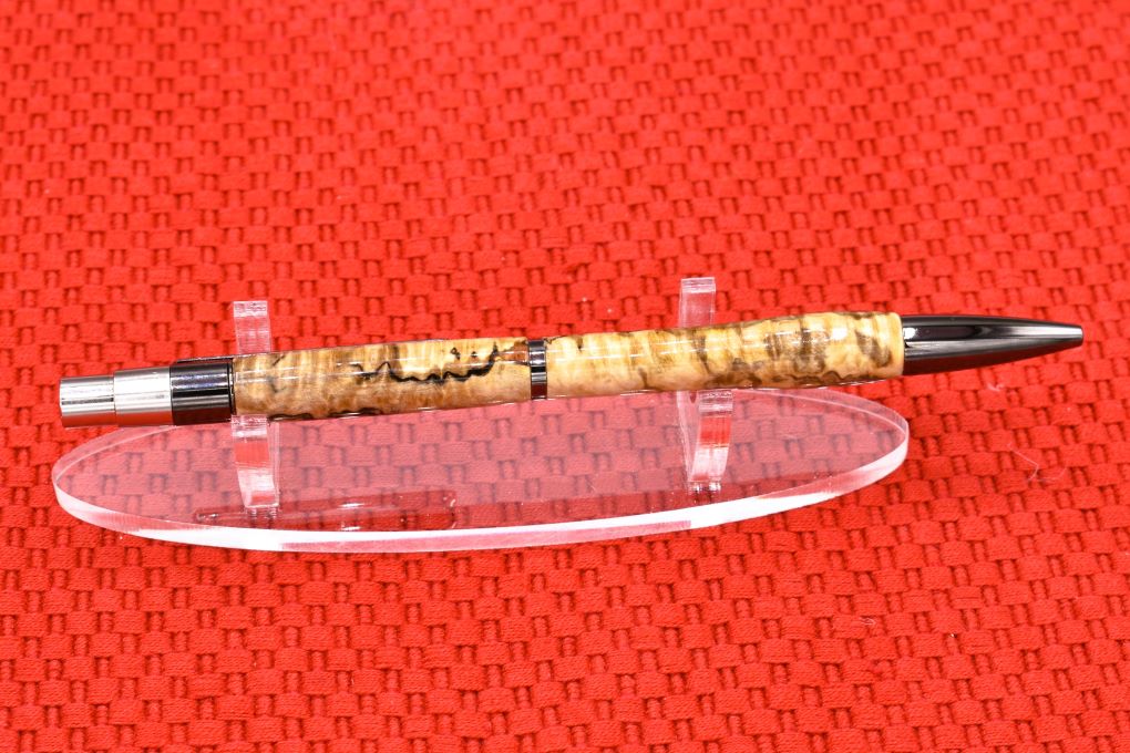 Handmade New Slim click pen. Spalted Apple wood.