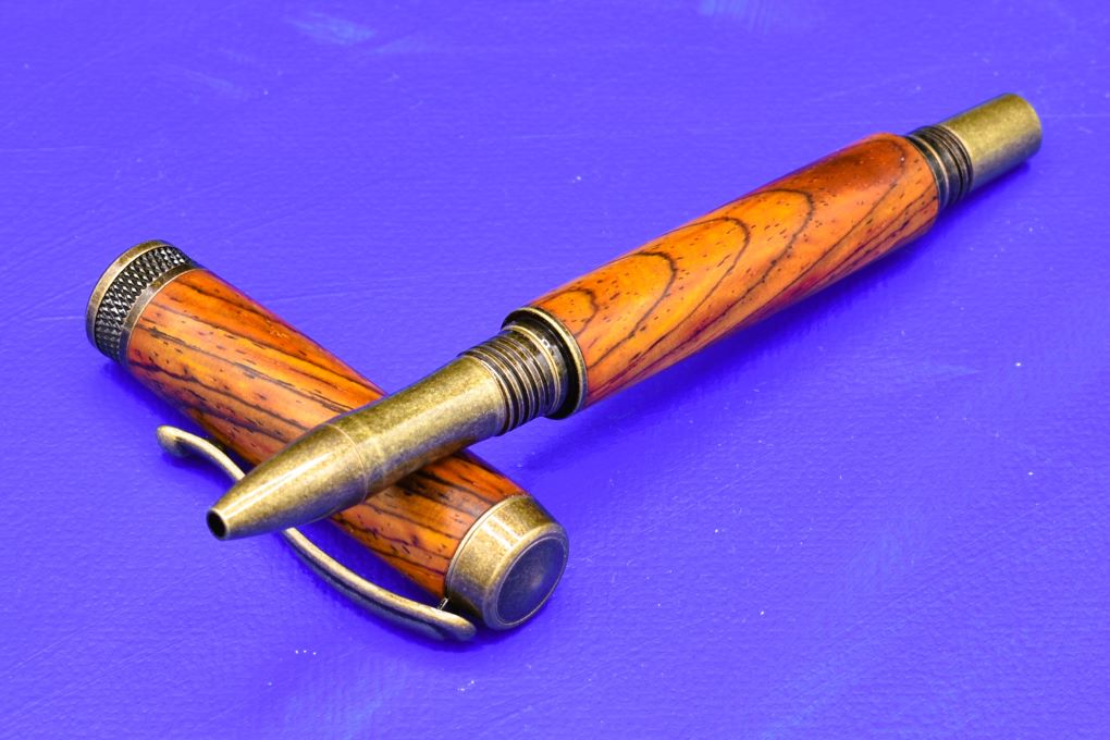 Handmade Knurl rollerball pen. Cocobolo wood.