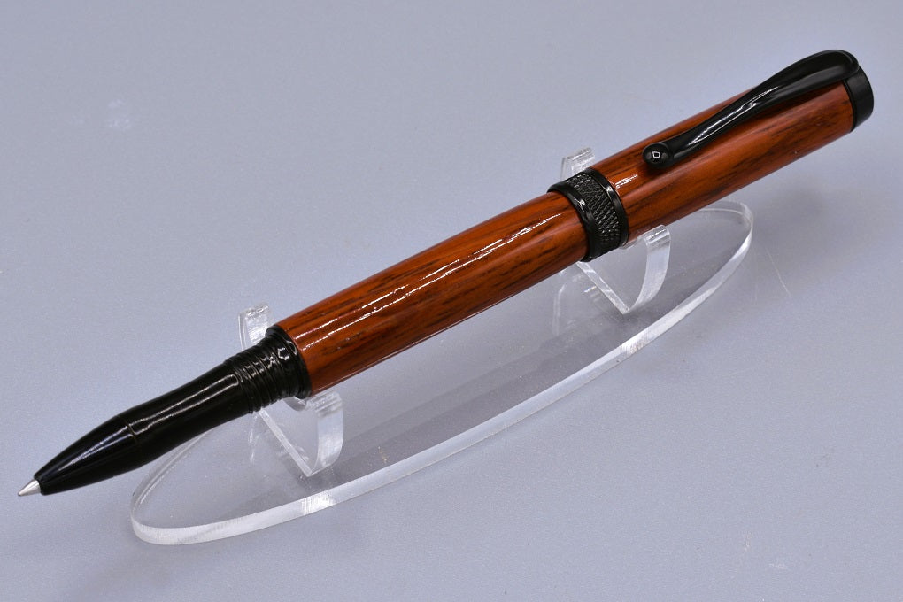 Handmade Knurl rollerball pen. Padauk wood.