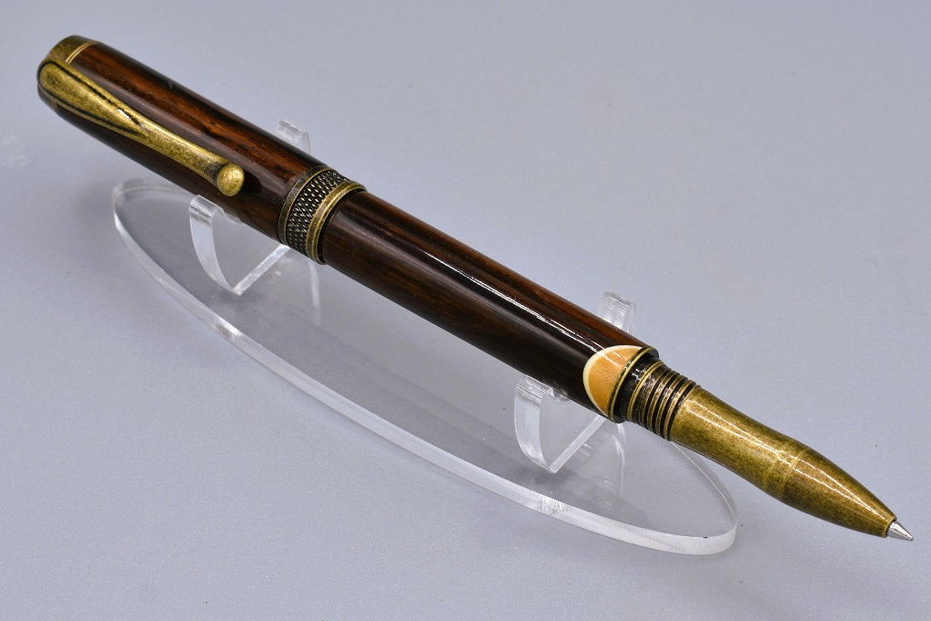 Handmade Knurl Rollerball pen. Cocobolo, Olive woods.