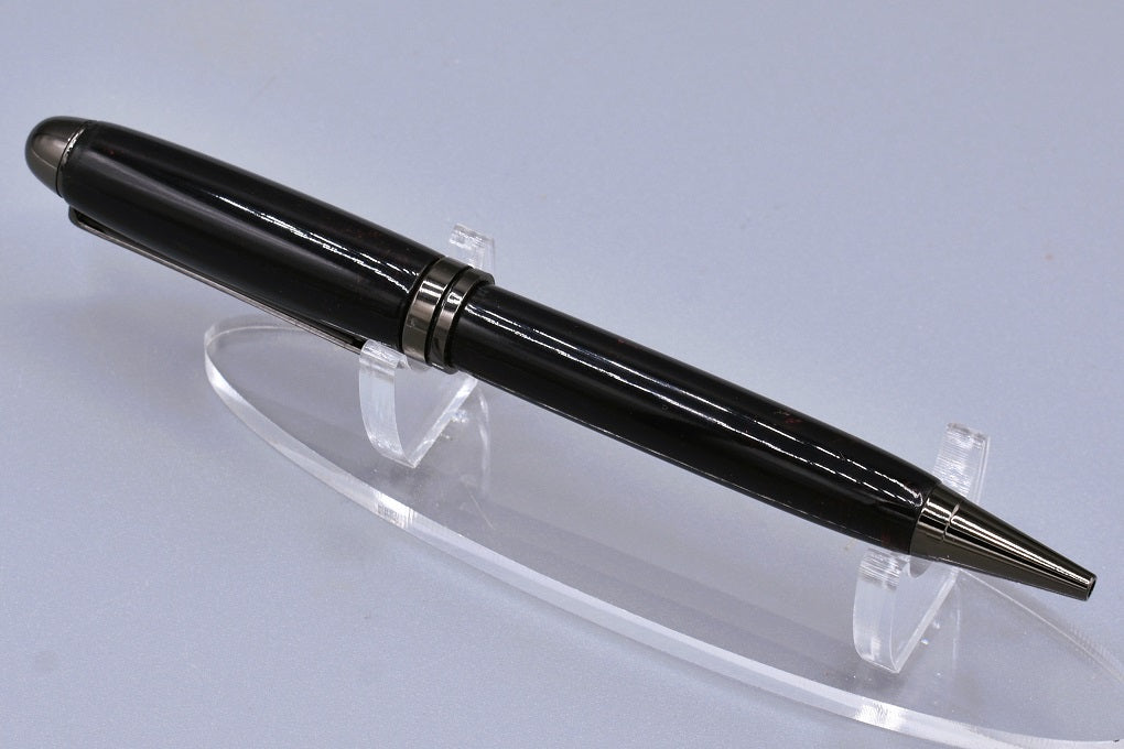 Handmade Round Top twist pen. Red, black resin.