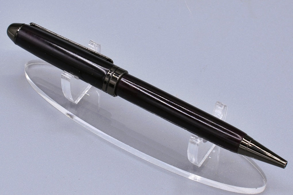 Handmade Round Top twist pen. Black resin.