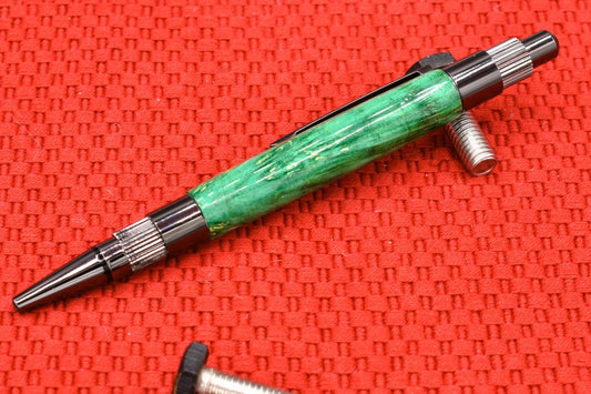 Handmade Gear click pen Box Elder burl wood.