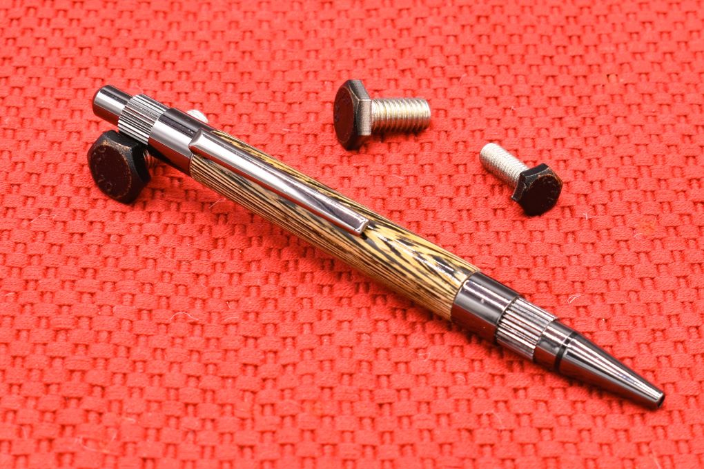 Handmade Gear click pen. Bleached Wenge wood.