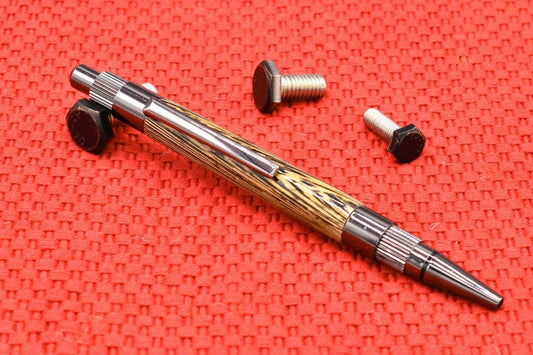 Handmade Gear click pen. Bleached Wenge wood.