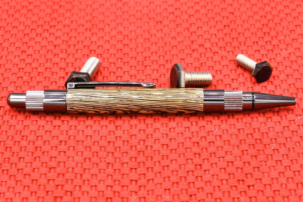 Handmade Gear click pen. Bleached Wenge wood.