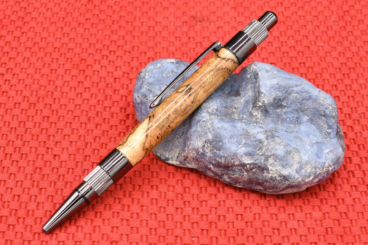 Handmade Gear click pen. Oak burl wood.