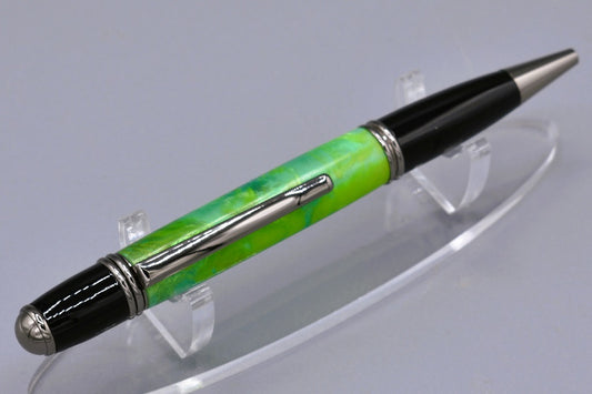 Handmade Round Top resin twist pen, green. Large.