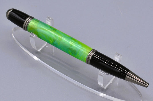 Handmade Round Top resin twist pen, green. Large.
