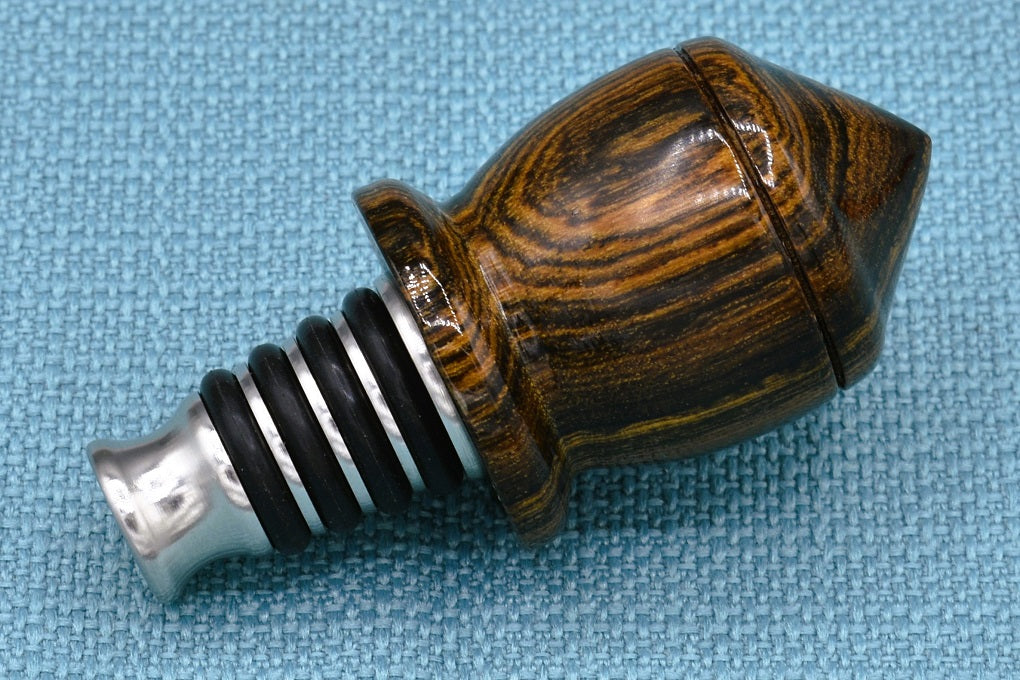 Handmade Bottle Stopper. Bocote wood.