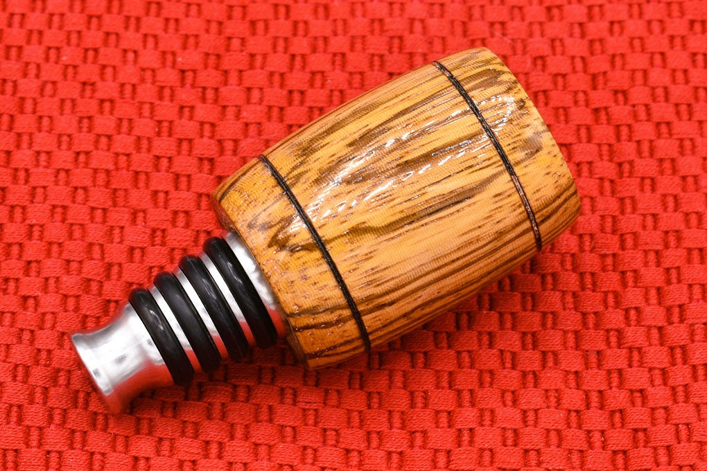 Handmade Bottle Stopper. Zebra wood.