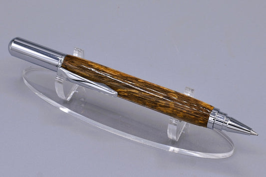 Handmade Chrome capped rollerball pen. Spalted Walnut wood.