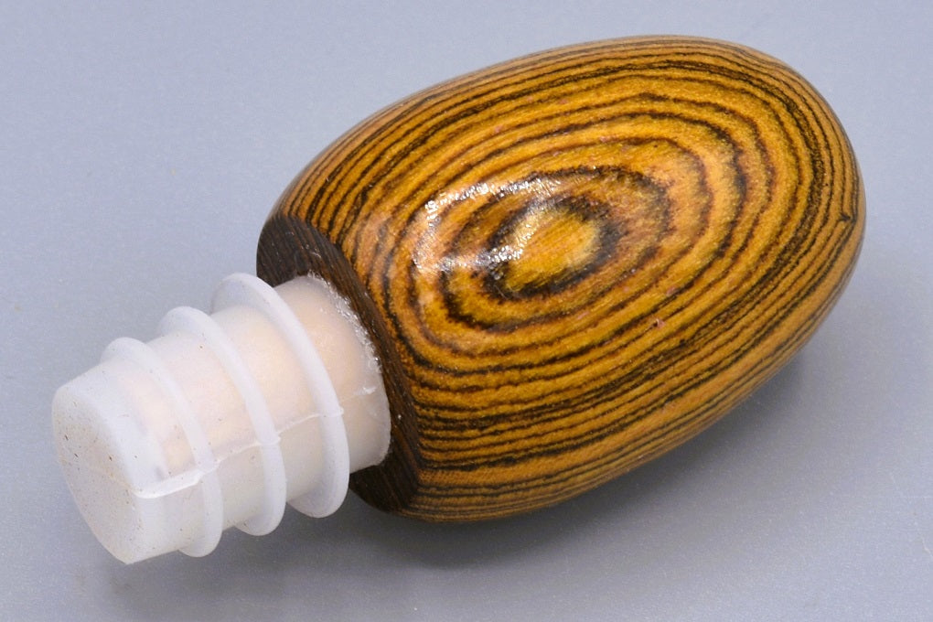 Handmade Silicone Bottle Stopper. Bocote wood.
