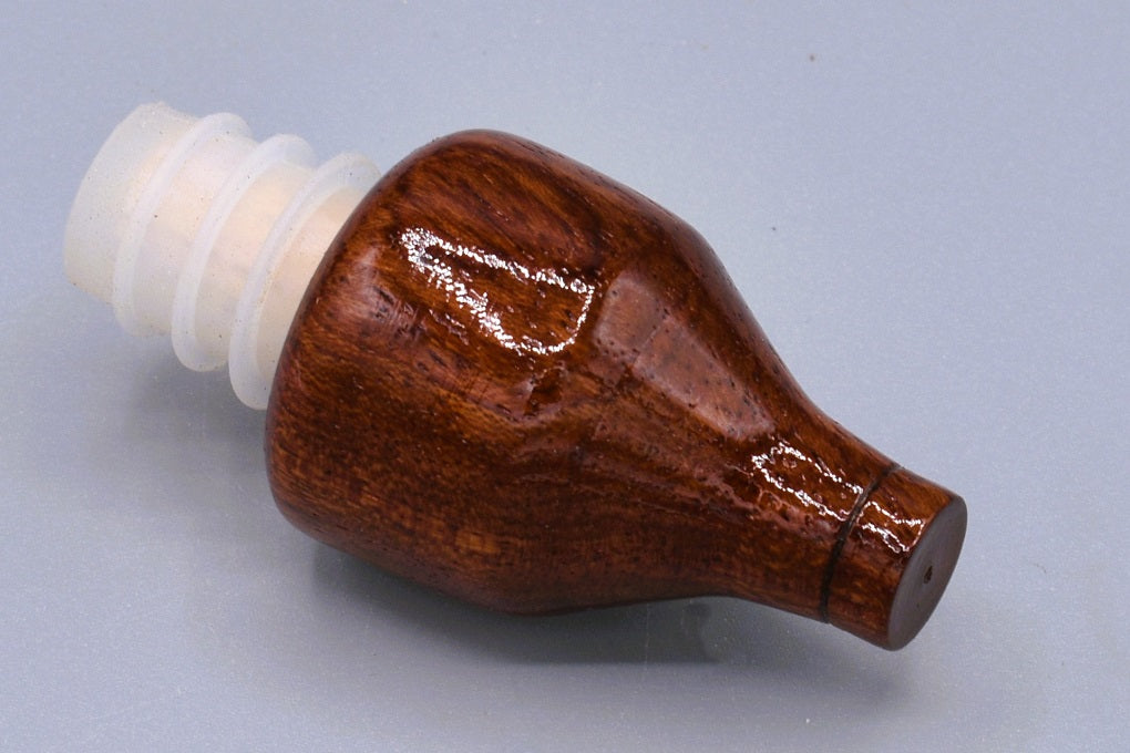 Handmade Silicone Bottle Stopper. Bubinga wood.