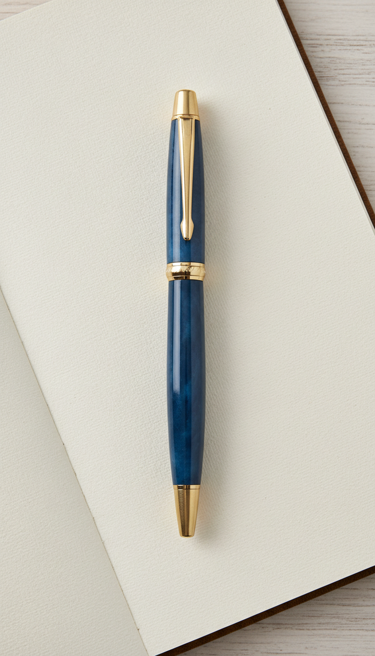 Ink blue resin ballpoint pen seamless design
