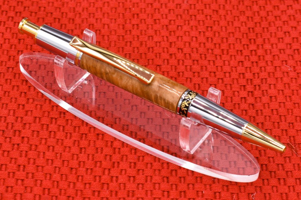 Compack Pen Handmade Compact click pen. Maple burl wood. – Grumpy Guy Pens