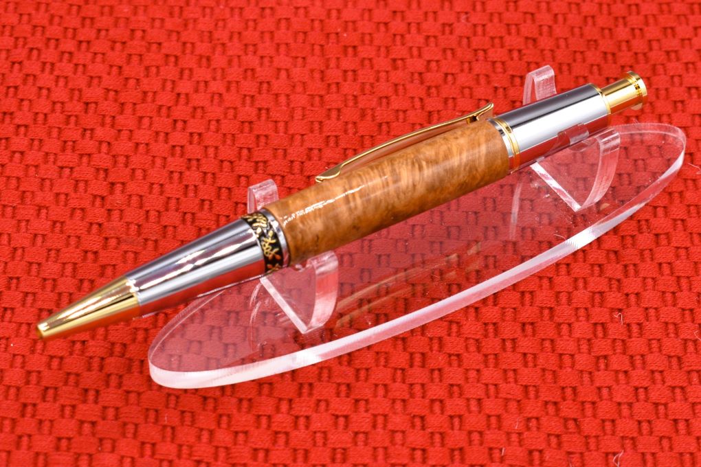 Handmade Compact click pen. Maple burl wood.