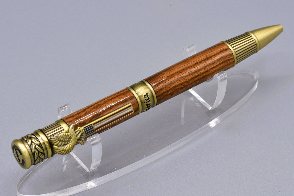 Handmade Patriot Twist Pen. Chechen wood.