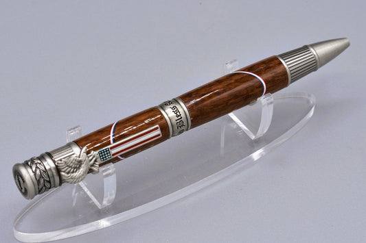 Handmade Patriot Twist Pen. Granadillo wood.