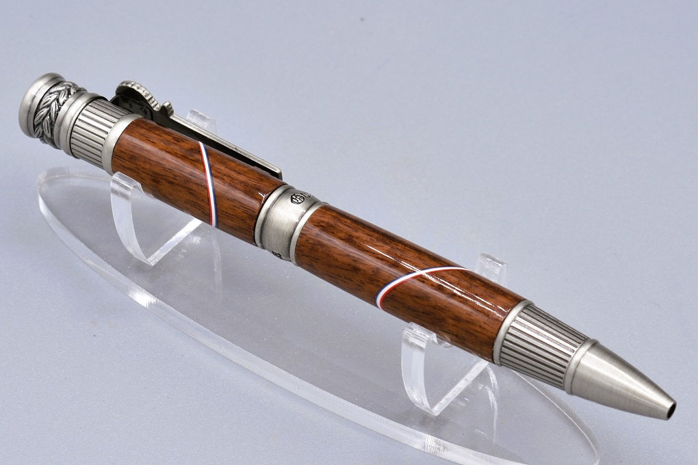 Handmade Patriot Twist Pen. Granadillo wood.