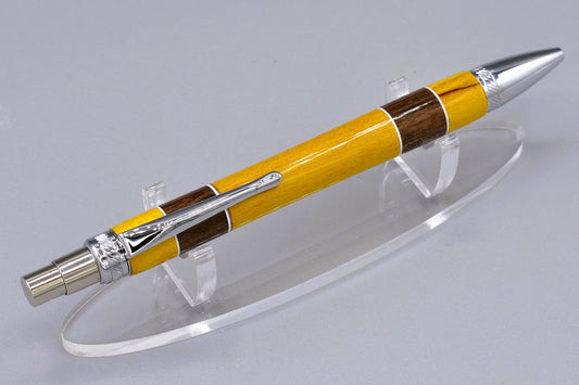 Handmade Thick click pen. Osage Orange, Walnut woods.