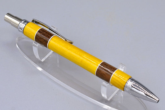 Handmade Thick click pen. Osage Orange, Walnut woods.
