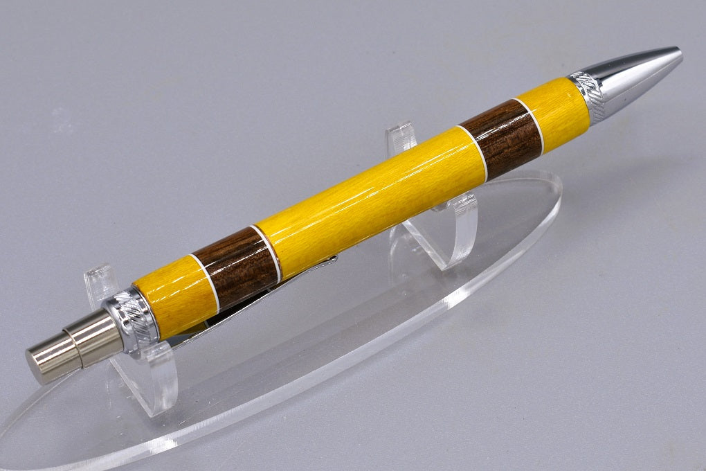 Handmade Thick click pen. Osage Orange, Walnut woods.