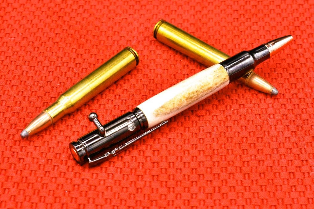 Handmade Bolt Action 30 cal. pen. Whitetail Deer antler.