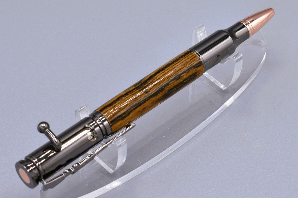 Handmade 30 Cal. Bolt action pen. Bocote wood.