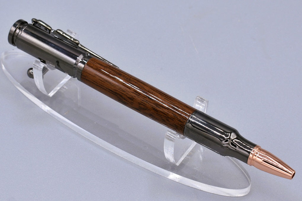 Handmade 30 Cal. Bolt action pen. Black walnut wood.