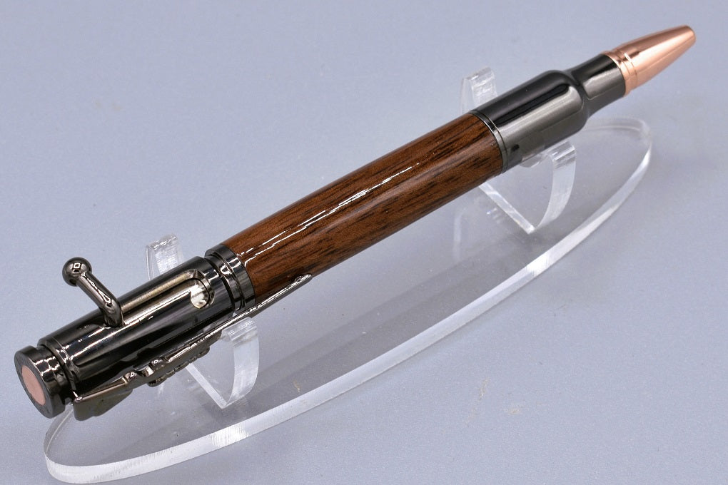 Handmade 30 Cal. Bolt action pen. Black walnut wood.