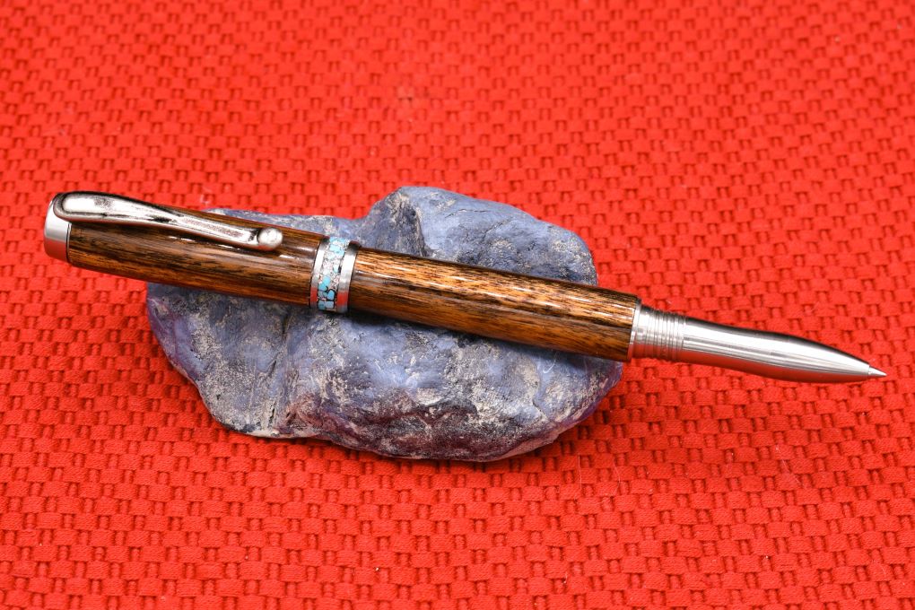 Handmade Banded Rolller pen. Patagonian Rosewood.
