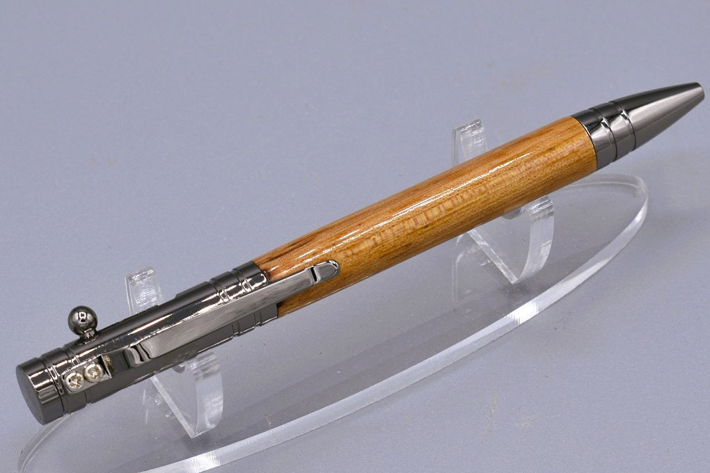 Handmade Bolt Action click pen. Hickory wood.