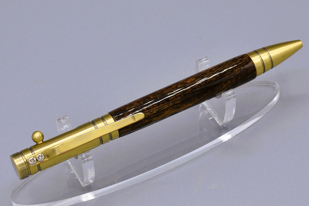 Handmade Bolt Action click pen. Desert Ironwood.