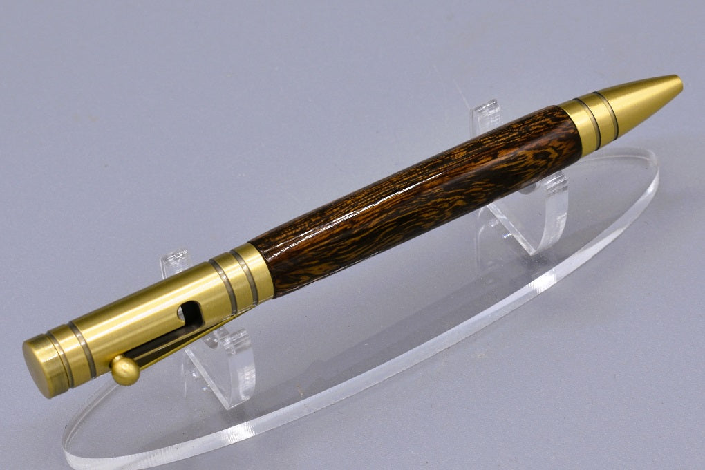 Handmade Bolt Action click pen. Desert Ironwood.