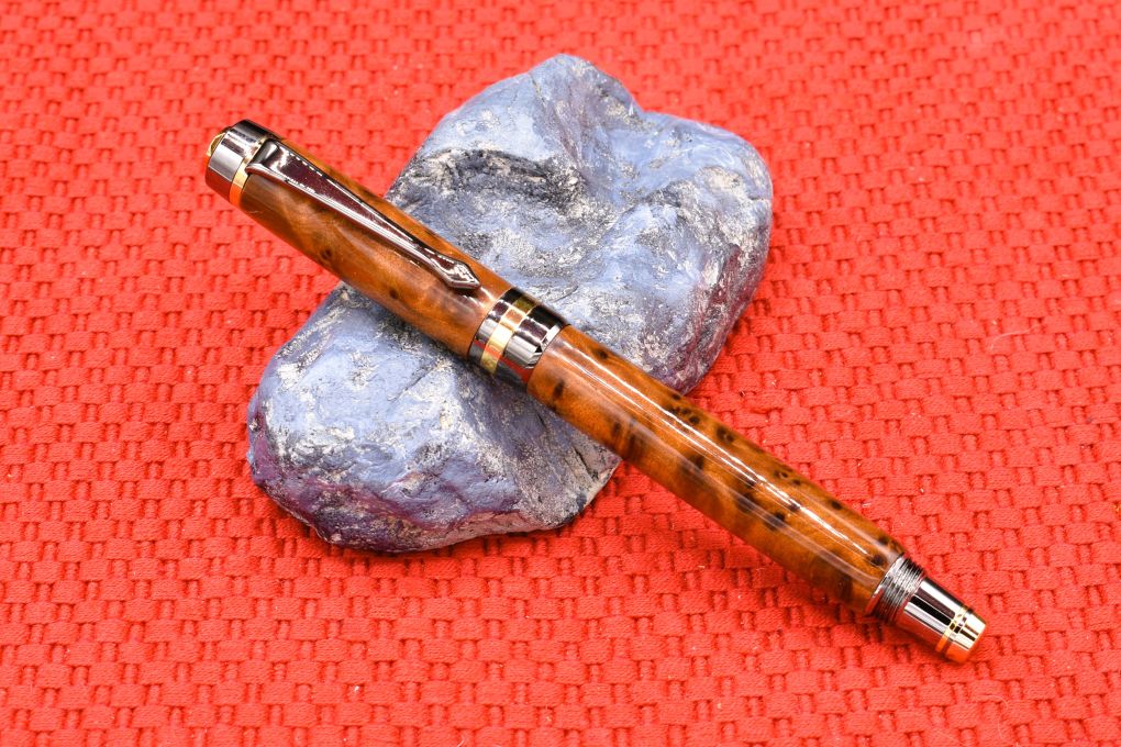 Handmade Classic Rollerball pen. Thuya Burl wood.