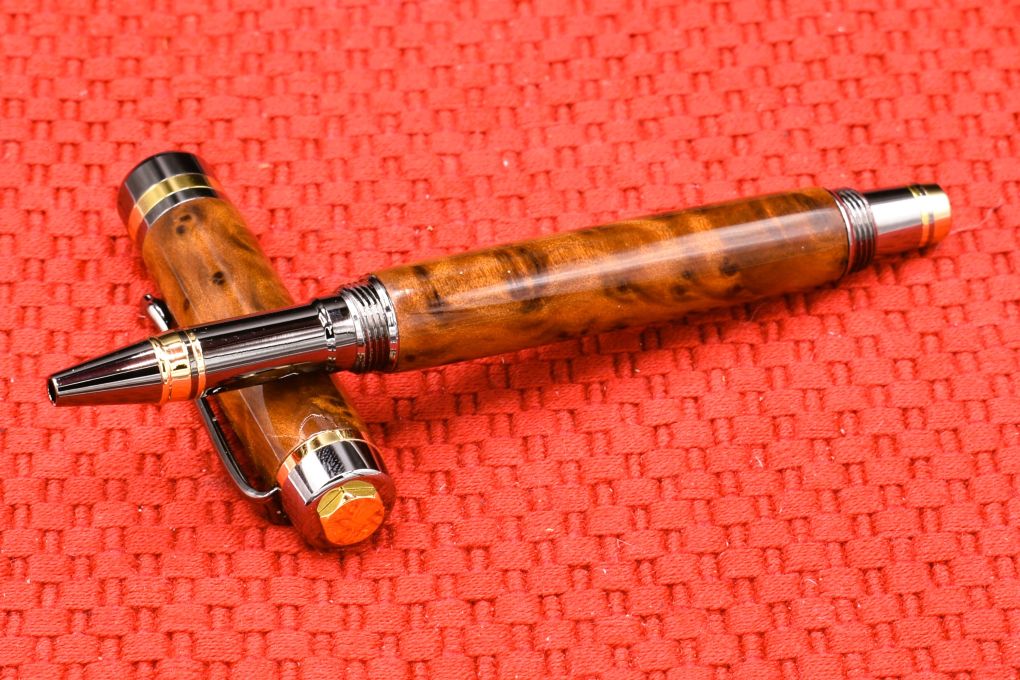 Handmade Classic Rollerball pen. Thuya Burl wood.