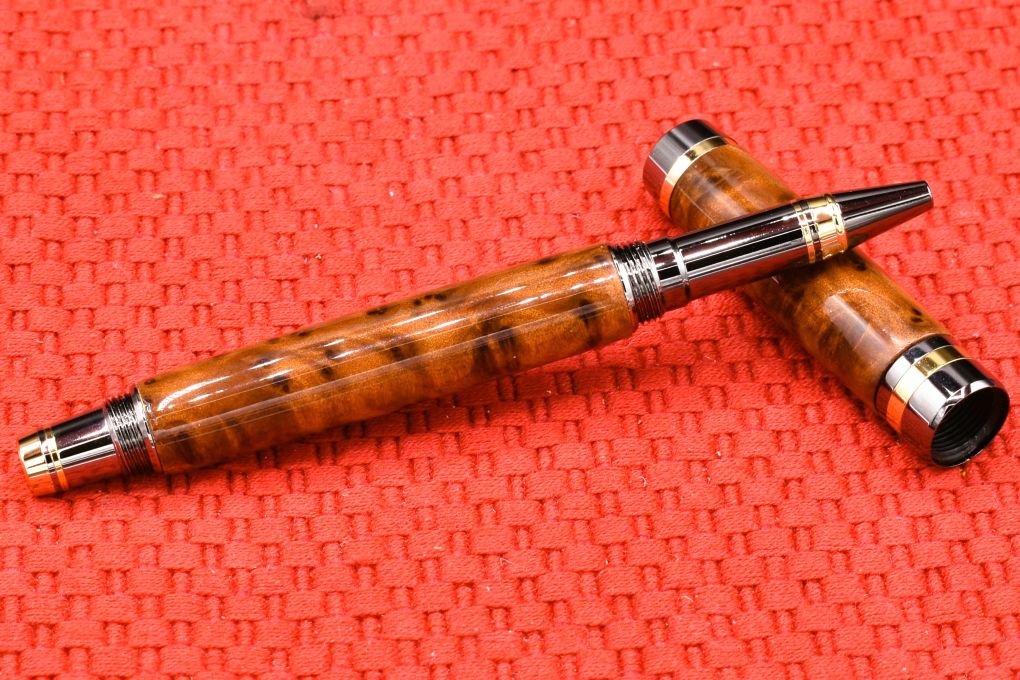 Handmade Classic Rollerball pen. Thuya Burl wood.