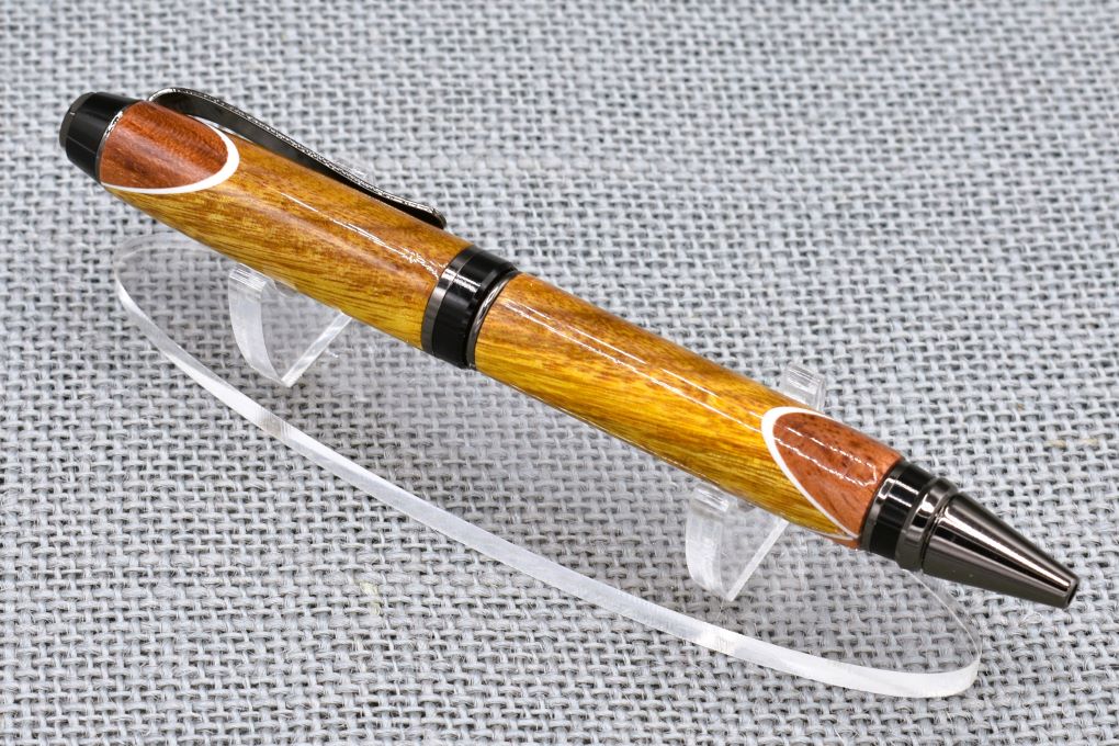 Handmade Cigar twist pen. Canary, Bubinga woods.